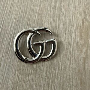 Brand new upcycled Gucci Metallic GG Logo Brooch 1.5 inches